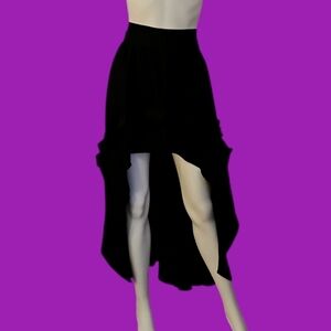 SOUTHERN FRIED CHICS Black Ruffle Assymetric Castlecore Witchy Skirt